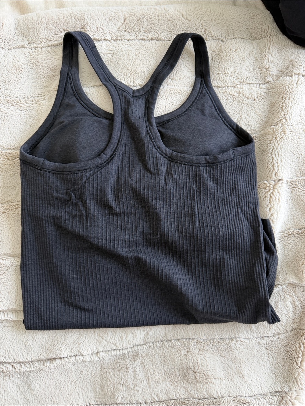 Lululemon Black Ribbed Racerback Long Tank Top - Picture 2 of 2